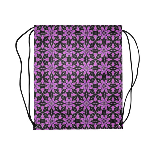 Sexy Black and Purple Lace Large Drawstring Bag Model 1604 (Twin Sides)  16.5"(W) * 19.3"(H)