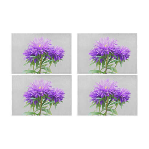 Purple Garden Flowers, floral watercolor Placemat 12’’ x 18’’ (Set of 4)
