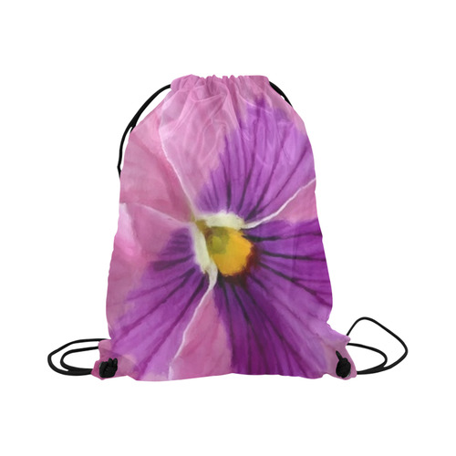 Pink and Purple Pansy Large Drawstring Bag Model 1604 (Twin Sides)  16.5"(W) * 19.3"(H)