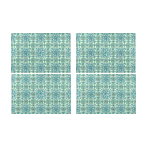 Turquoise Happiness, Lotus pattern Placemat 12’’ x 18’’ (Set of 4)