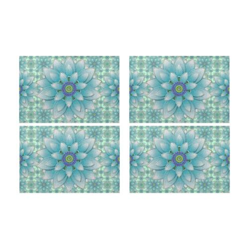 Turquoise Lotus pattern Placemat 12’’ x 18’’ (Set of 4)