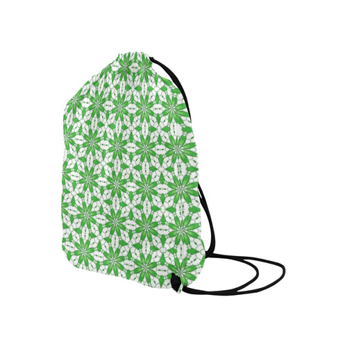 Sexy Green and White Lace Large Drawstring Bag Model 1604 (Twin Sides)  16.5"(W) * 19.3"(H)