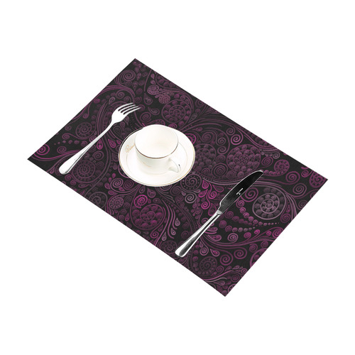 3D psychedelic ornaments, magenta Placemat 12’’ x 18’’ (Four Pieces)