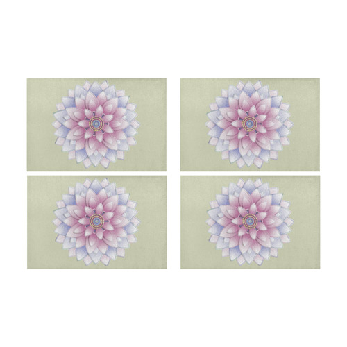 ornament pink, blue, floral pattern Placemat 12’’ x 18’’ (Four Pieces)