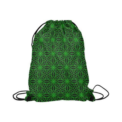 Sexy Black and Green Lace Large Drawstring Bag Model 1604 (Twin Sides)  16.5"(W) * 19.3"(H)