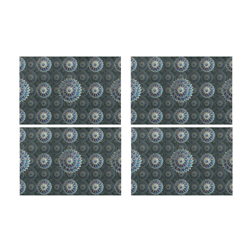 Blue mosaic flower Placemat 12’’ x 18’’ (Four Pieces)