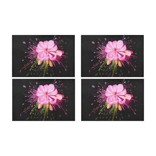 Pink flower color splash, floral watercolor Placemat 12’’ x 18’’ (Set of 4)