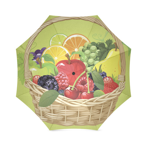 Fruit Basket Cherry Berry Apple Grapes Pear Foldable Umbrella (Model U01)