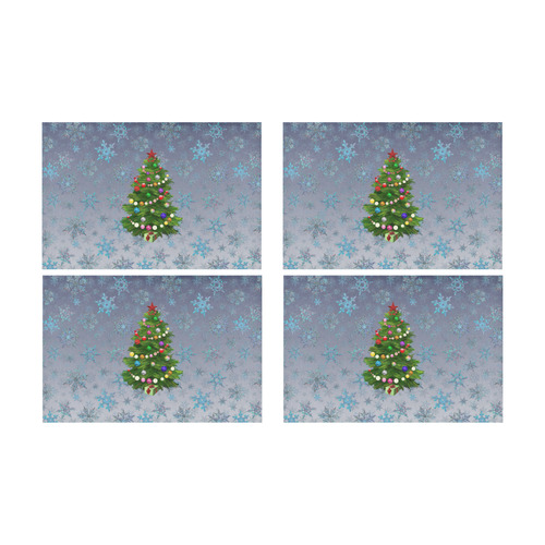 Christmas Tree at night, snowflakes Placemat 12’’ x 18’’ (Four Pieces)