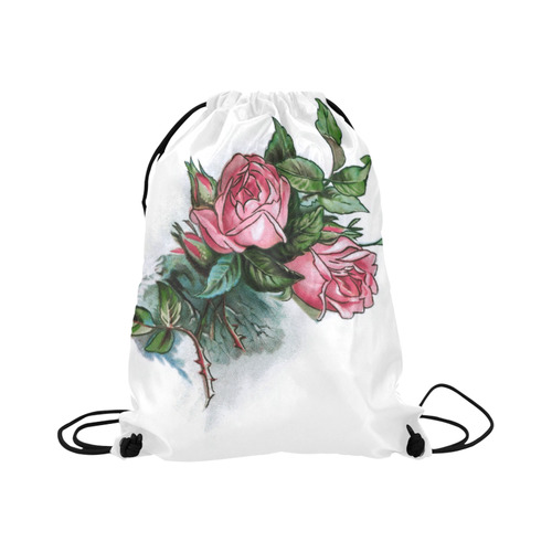 Roses Vintage Floral Large Drawstring Bag Model 1604 (Twin Sides)  16.5"(W) * 19.3"(H)