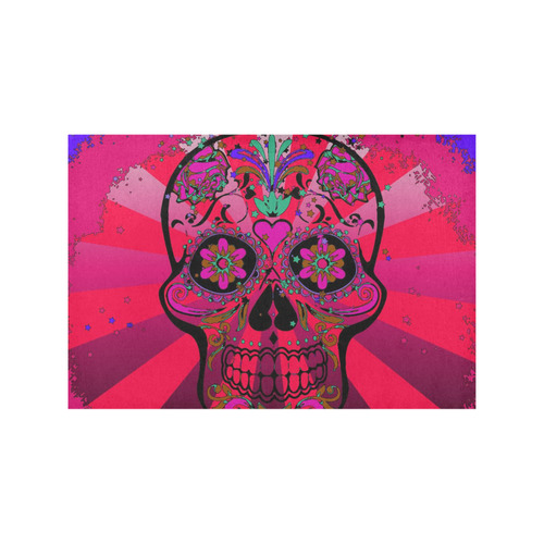 psychedelic Pop Skull 317H by JamColors Placemat 12’’ x 18’’ (Set of 2)