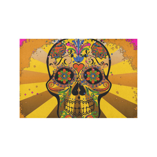 psychedelic Pop Skull 317A by JamColors Placemat 12’’ x 18’’ (Set of 4)