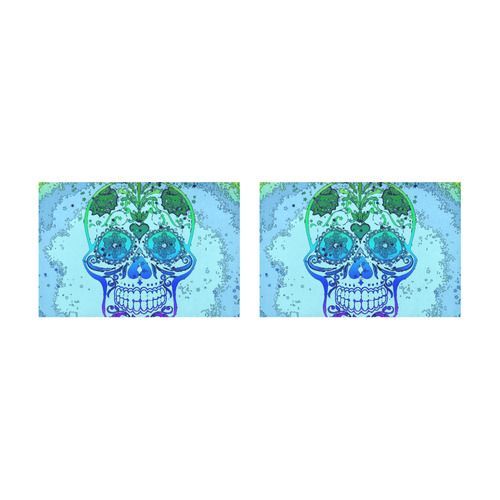 psychedelic Pop Skull 317D by JamColors Placemat 12’’ x 18’’ (Set of 2)