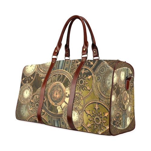 Steampunk clocks and gears Waterproof Travel Bag/Large (Model 1639)