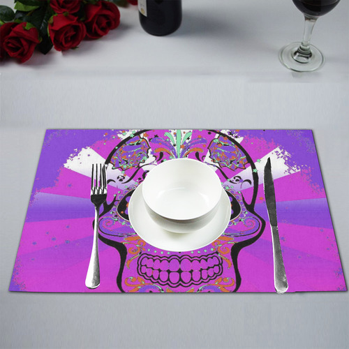 psychedelic Pop Skull 317J by JamColors Placemat 12’’ x 18’’ (Set of 4)