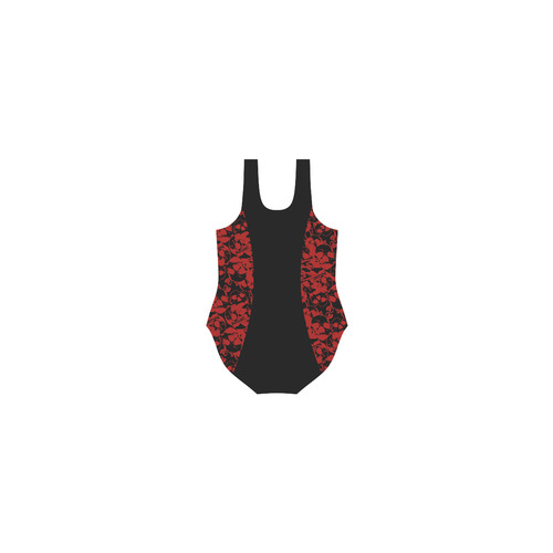 Red Skulls Cutout Goth Art Vest One Piece Swimsuit (Model S04)