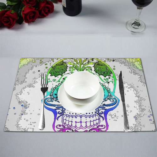 psychedelic Pop Skull 317E by JamColors Placemat 12’’ x 18’’ (Four Pieces)