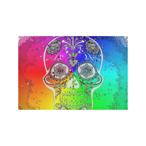 psychedelic Pop Skull 317F by JamColors Placemat 12’’ x 18’’ (Set of 2)
