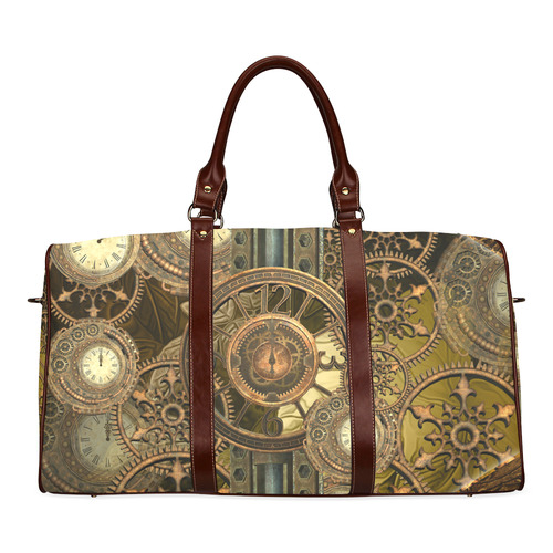 Steampunk clocks and gears Waterproof Travel Bag/Large (Model 1639)