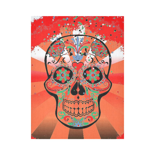 psychedelic Pop Skull 317I by JamColors Cotton Linen Wall Tapestry 60"x 80"