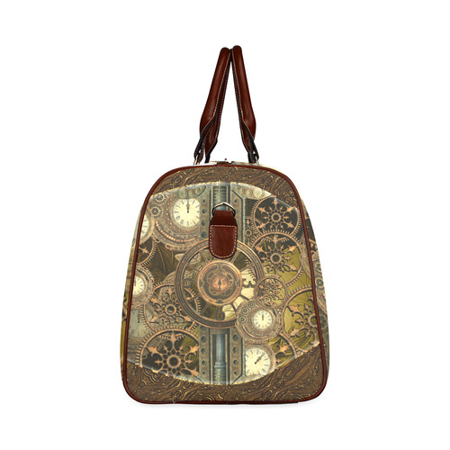 Steampunk clocks and gears Waterproof Travel Bag/Large (Model 1639)