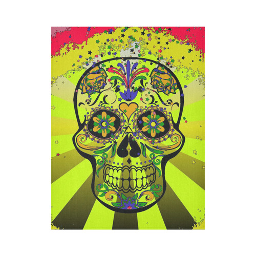 psychedelic Pop Skull 317G by JamColors Cotton Linen Wall Tapestry 60"x 80"