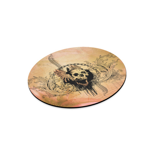 Amazing skull with wings Round Mousepad
