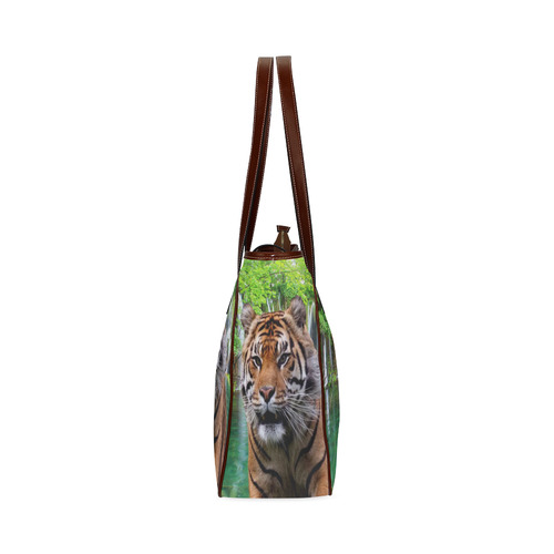 Tiger  and Waterfall Classic Tote Bag (Model 1644)
