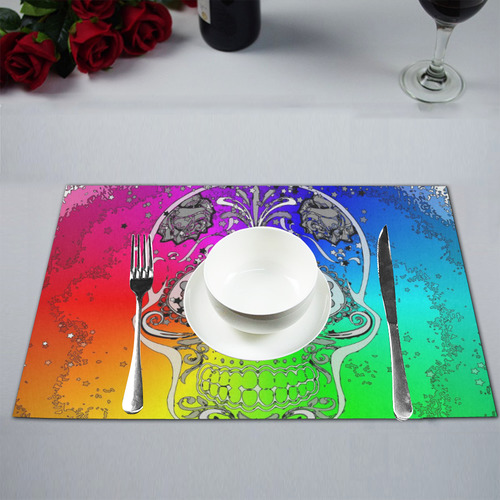 psychedelic Pop Skull 317F by JamColors Placemat 12’’ x 18’’ (Four Pieces)