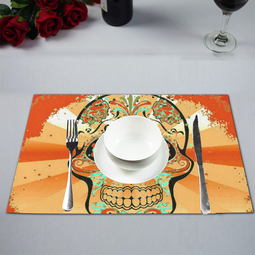 psychedelic Pop Skull 317K by JamColors Placemat 12’’ x 18’’ (Set of 4)