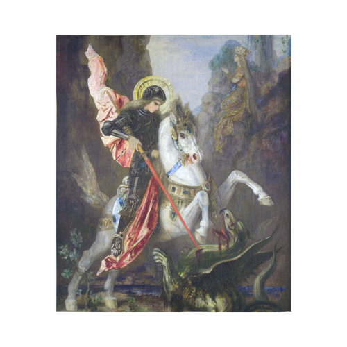 Gustave Moreau St George Dragon Cotton Linen Wall Tapestry 51"x 60"