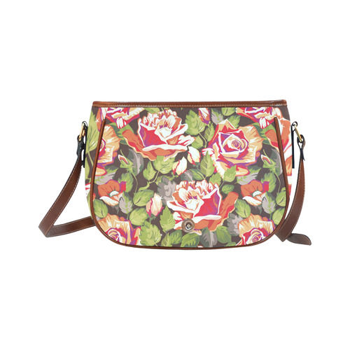 Red Roses Beautiful Floral Pattern Saddle Bag/Small (Model 1649) Full Customization