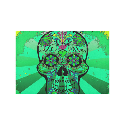 psychedelic Pop Skull 317C by JamColors Placemat 12’’ x 18’’ (Set of 2)