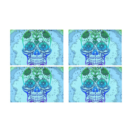 psychedelic Pop Skull 317D by JamColors Placemat 12’’ x 18’’ (Set of 4)