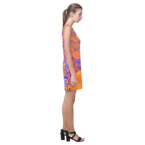 Summer Dress Sunset Park Tree Flowers Dress Print by Juleez Medea Vest Dress (Model D06)