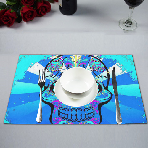 psychedelic Pop Skull 317B by JamColors Placemat 12’’ x 18’’ (Set of 2)