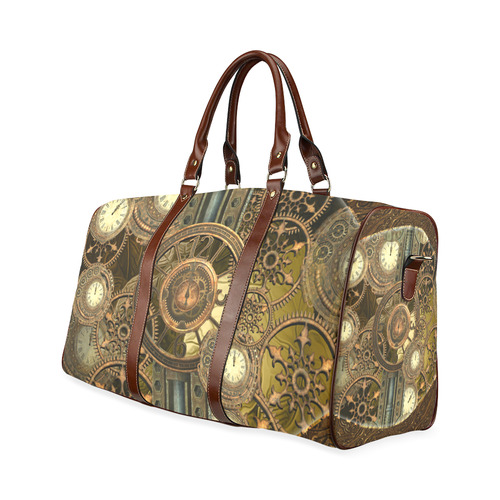 Steampunk clocks and gears Waterproof Travel Bag/Large (Model 1639)