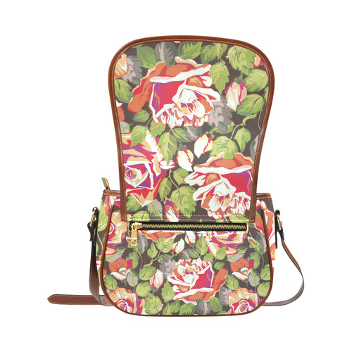 Red Roses Beautiful Floral Pattern Saddle Bag/Small (Model 1649) Full Customization