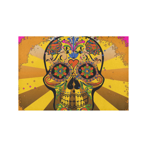 psychedelic Pop Skull 317A by JamColors Placemat 12’’ x 18’’ (Set of 2)