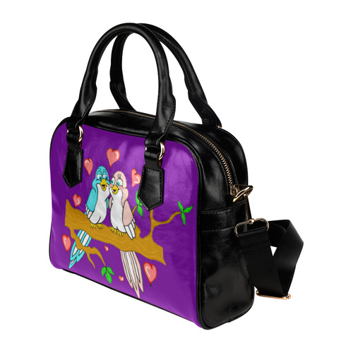 Love Birds Purple Shoulder Handbag (Model 1634)