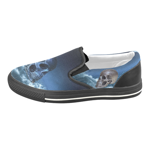 Skull and Moon Slip-on Canvas Shoes for Kid (Model 019)