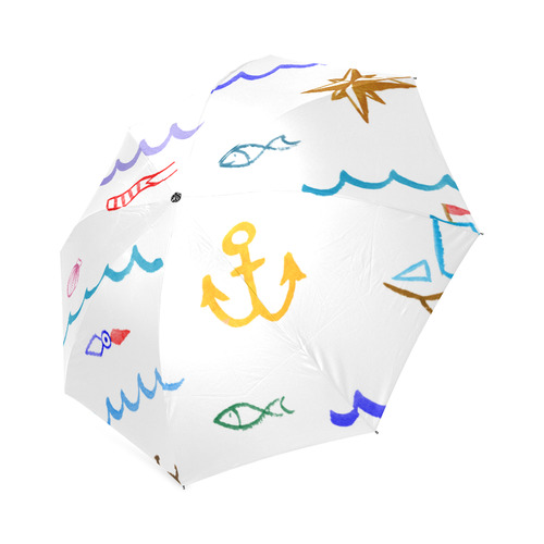 doodle nautical kids Foldable Umbrella (Model U01)