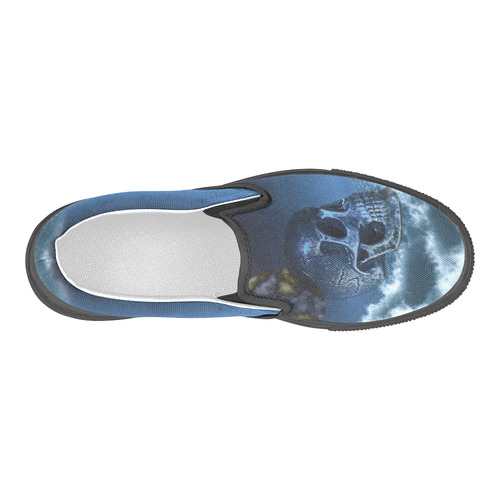 Skull and Moon Men's Slip-on Canvas Shoes (Model 019)