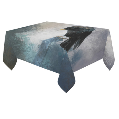 A beautiful painted black crow Cotton Linen Tablecloth 60"x 84"