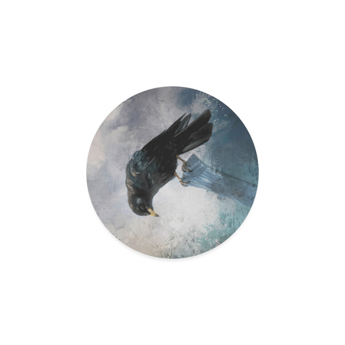 A beautiful painted black crow Round Coaster