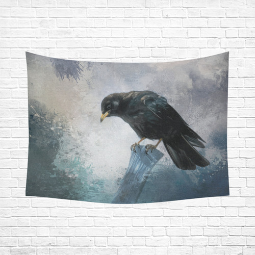 A beautiful painted black crow Cotton Linen Wall Tapestry 80"x 60"