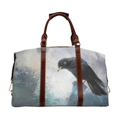 A beautiful painted black crow Classic Travel Bag (Model 1643) Remake