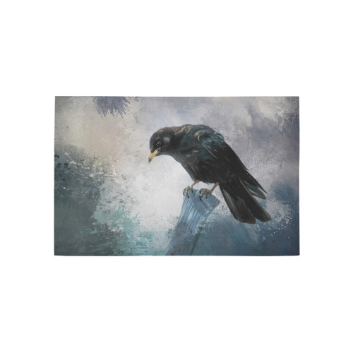 A beautiful painted black crow Area Rug 5'x3'3''