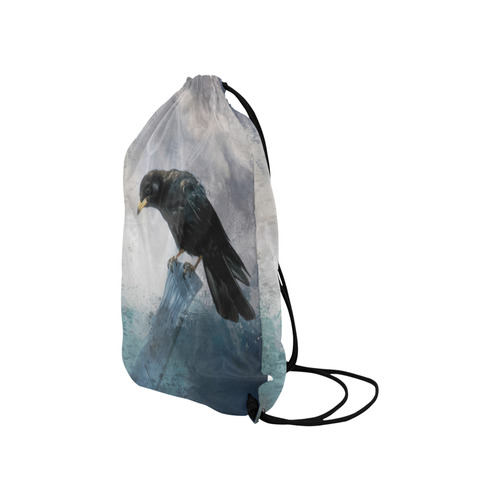 A beautiful painted black crow Small Drawstring Bag Model 1604 (Twin Sides) 11"(W) * 17.7"(H)