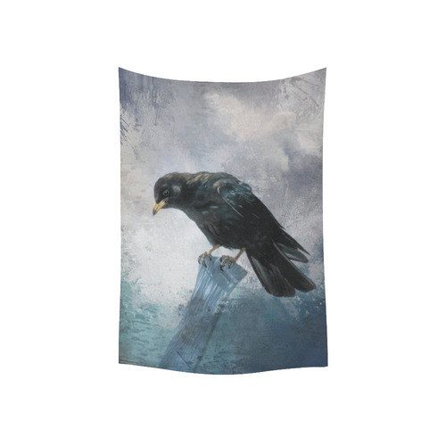 A beautiful painted black crow Cotton Linen Wall Tapestry 40"x 60"